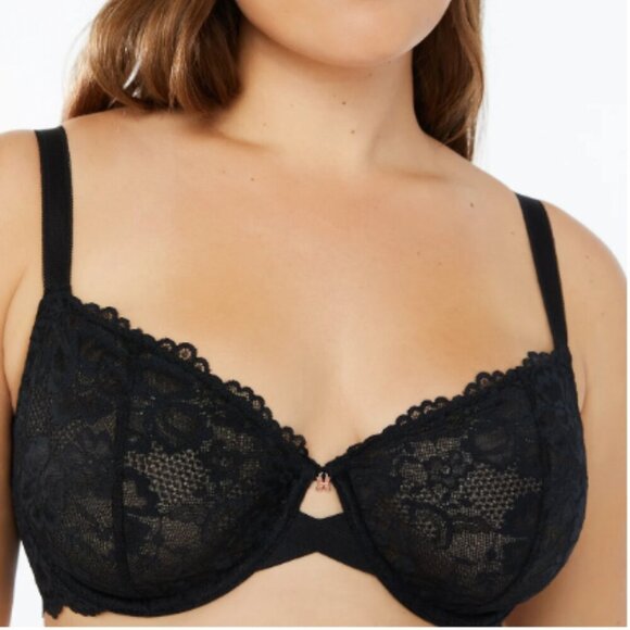 NWT Savage x Fenty 38F(DDD) Floral Lace Unlined Bra in Caviar Black - Picture 13 of 13